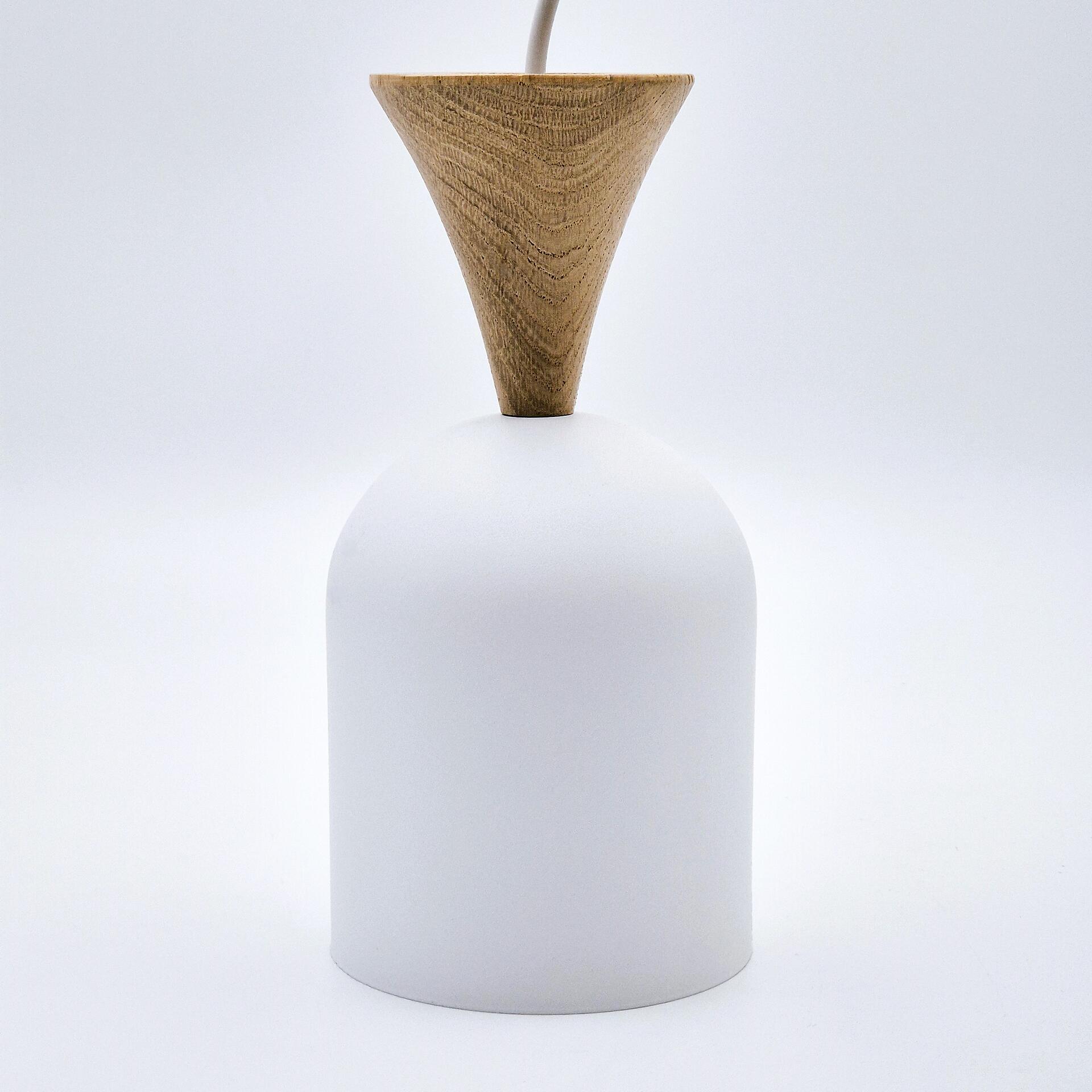 Lamkur Hängeleuchte Eiche weiß Stahl Holz B/H/L: ca. 11x102x11 cm E27 1 Brennstellen