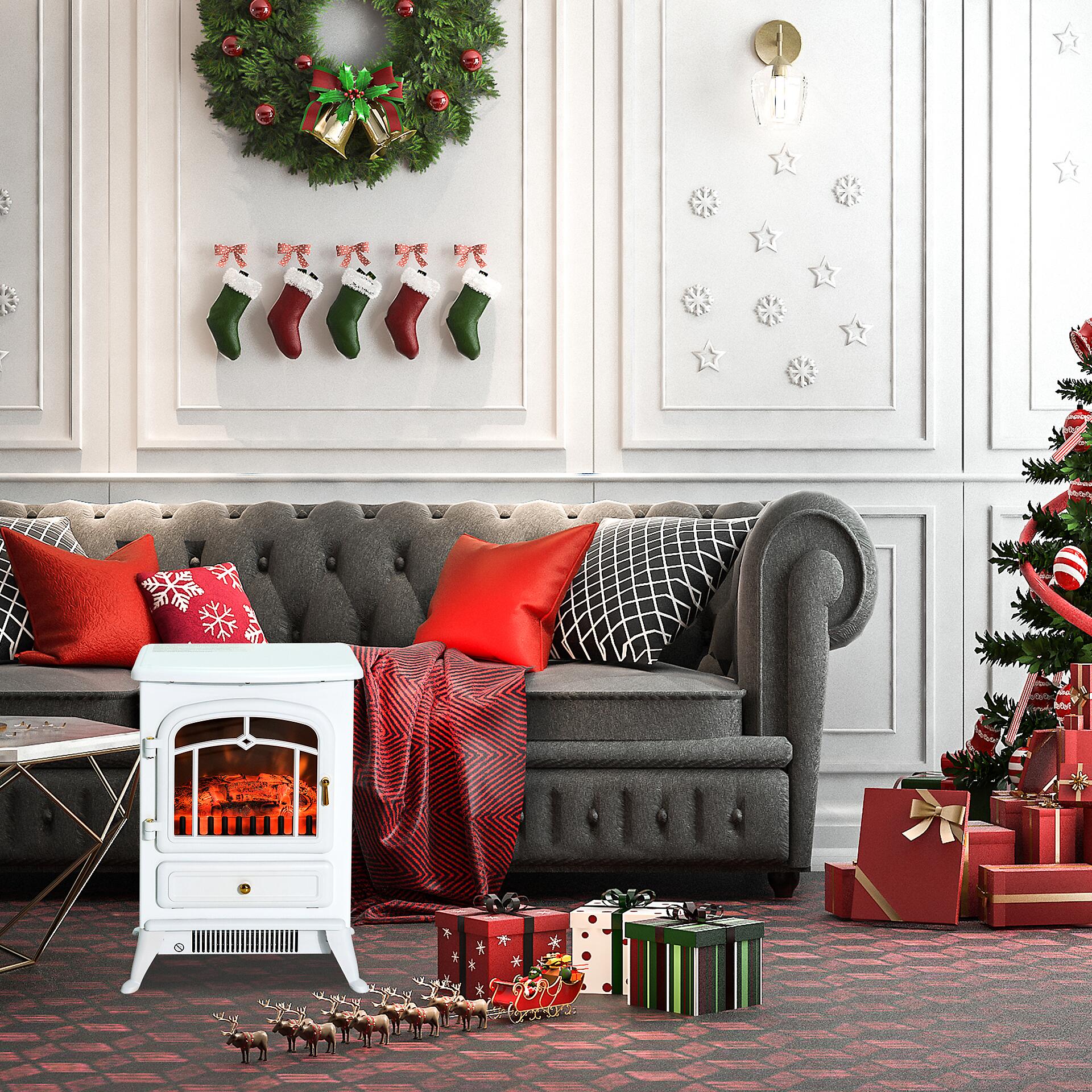 HOMCOM Elektrokamin MH820-039WT weiß Glas Metall B/H/L: ca. 28x55x42 cm ca. 1850 W