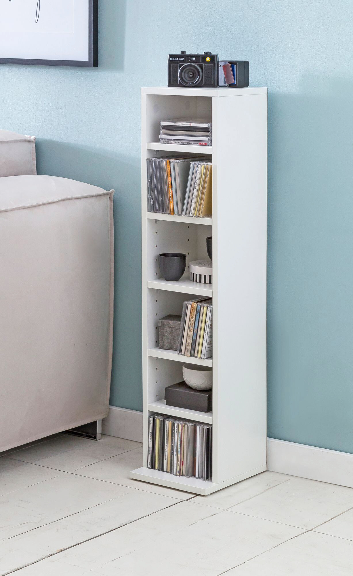 CD Regal weiß B/H/T: ca. 21x90x20 cm