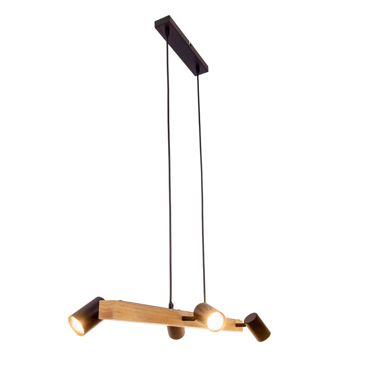 Näve Leuchten Pendelleuchte 7094522 schwarz Holz Metall B/H/T: ca. 24x120x80 cm GU10 4 Brennstellen