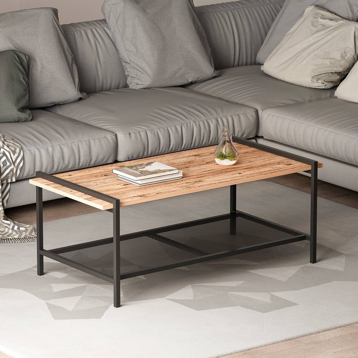 Couchtisch Lara walnuss Nachbildung schwarz B/H/T: ca. 120x45x60 cm