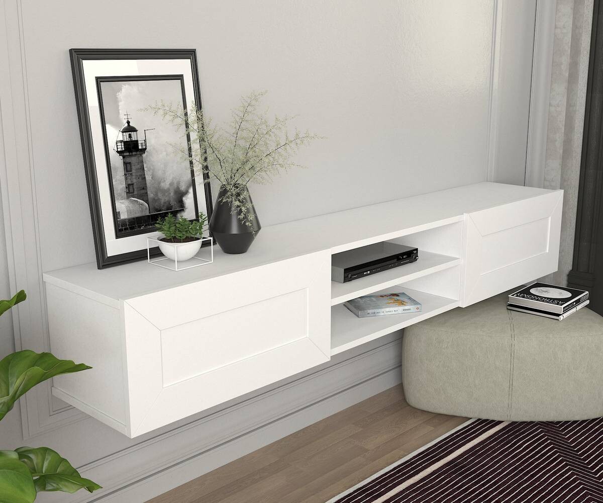 TV-Lowboard Piuma weiß B/H/T: ca. 180x29,1x29,6 cm