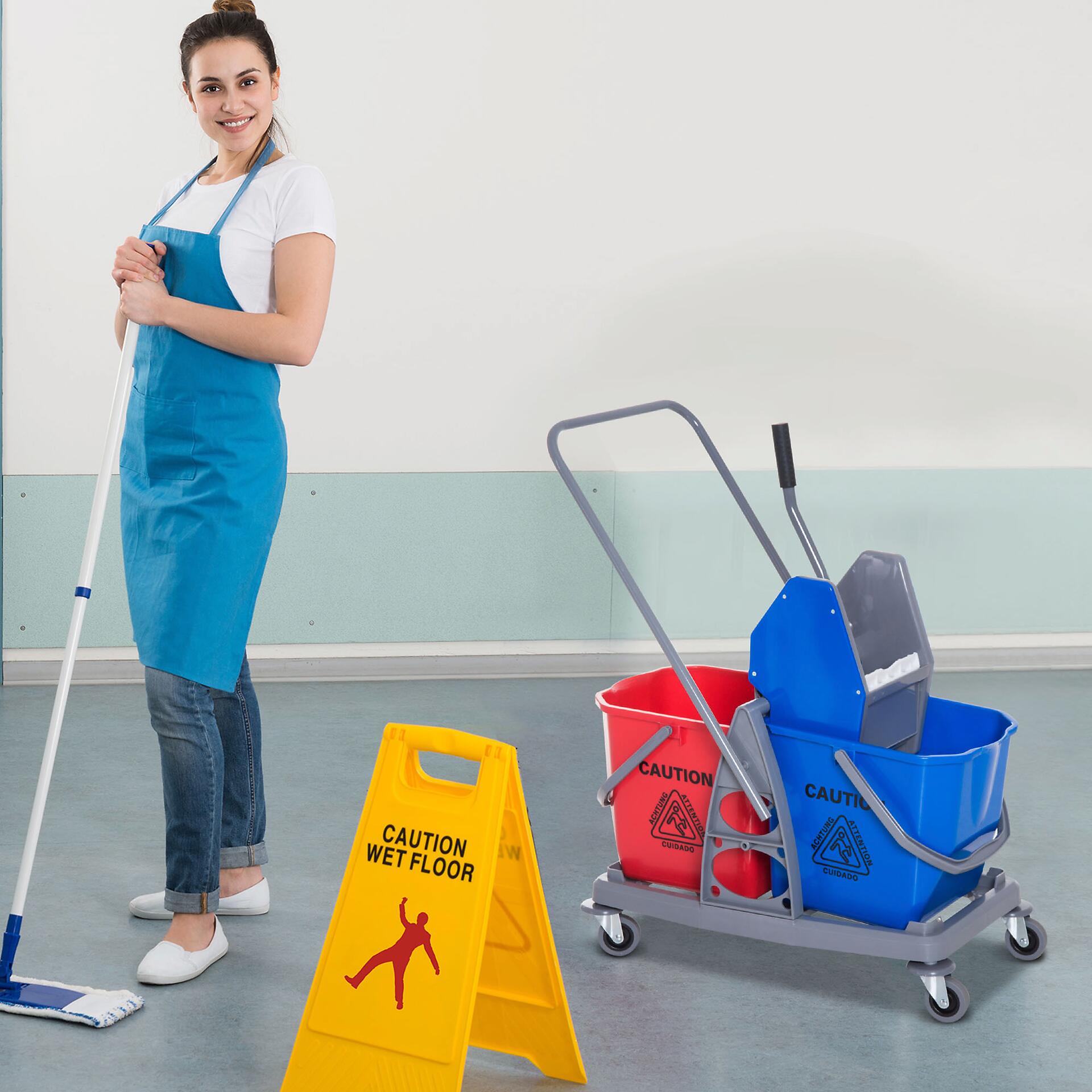 HOMCOM Wischwagen blau Metall B/H/T: ca. 45x92x45 cm