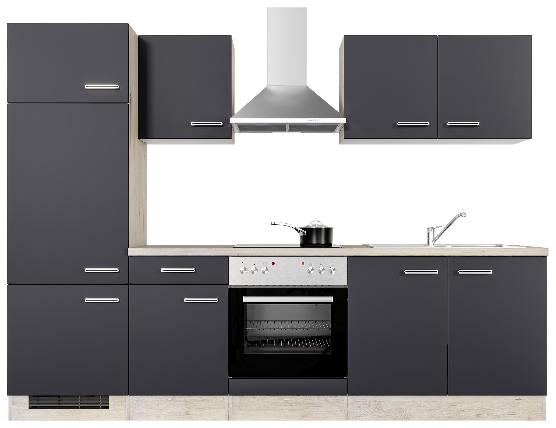 Küchenblock Elva anthrazit strukturiert B/H/T: ca. 270x200x60 cm