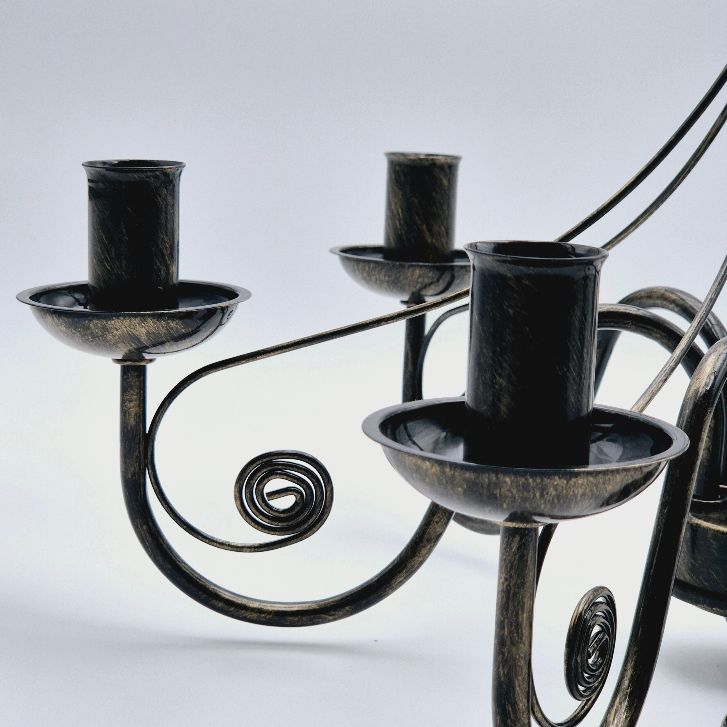 Lamkur Kronleuchter Donato schwarz Stahl B/H/L: ca. 57x72x57 cm E14 6 Brennstellen