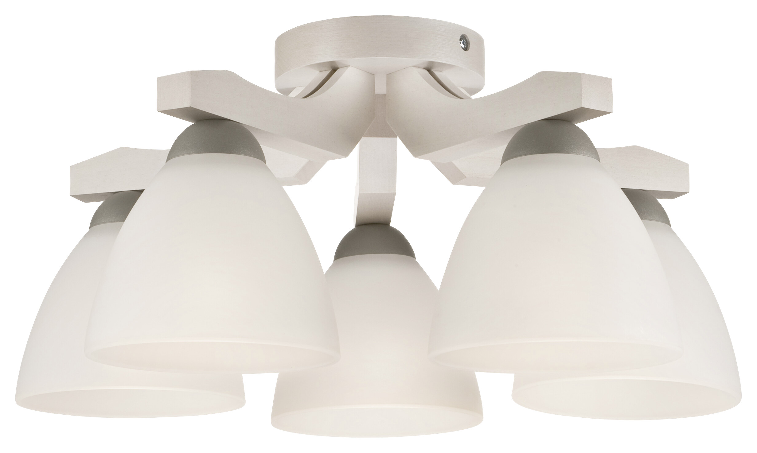 Lamkur Deckenleuchte buche weiß Stahl Glas Holz B/H/L: ca. 37x23x37 cm 5 Brennstellen