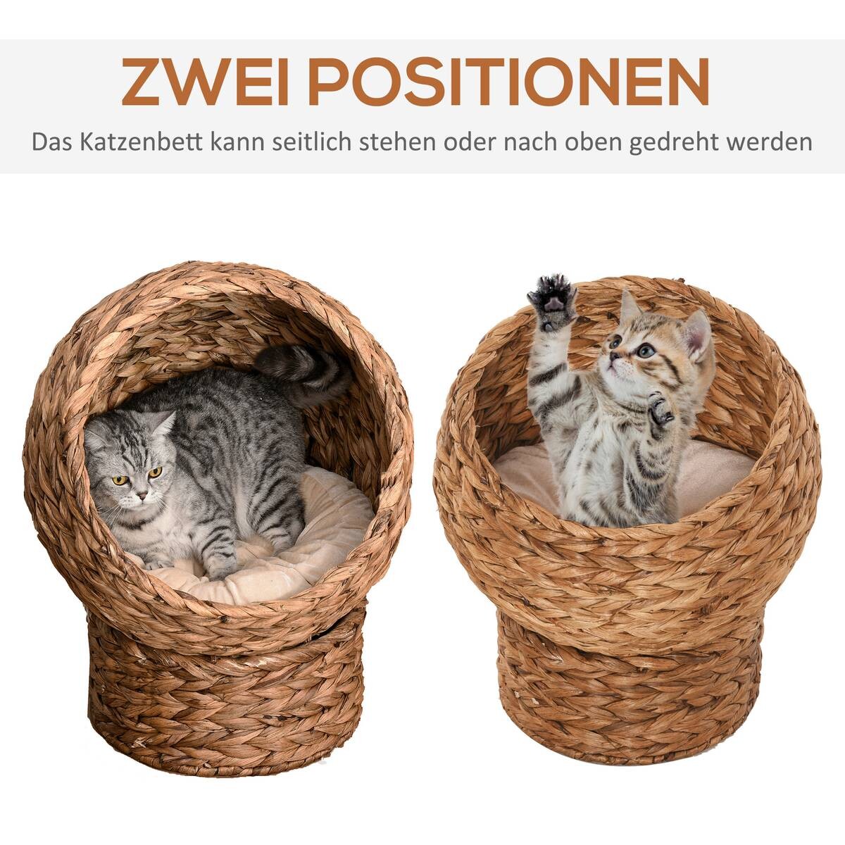 PawHut Katzenhaus natur Wasserhyazinthe H/L: ca. 60x42 cm