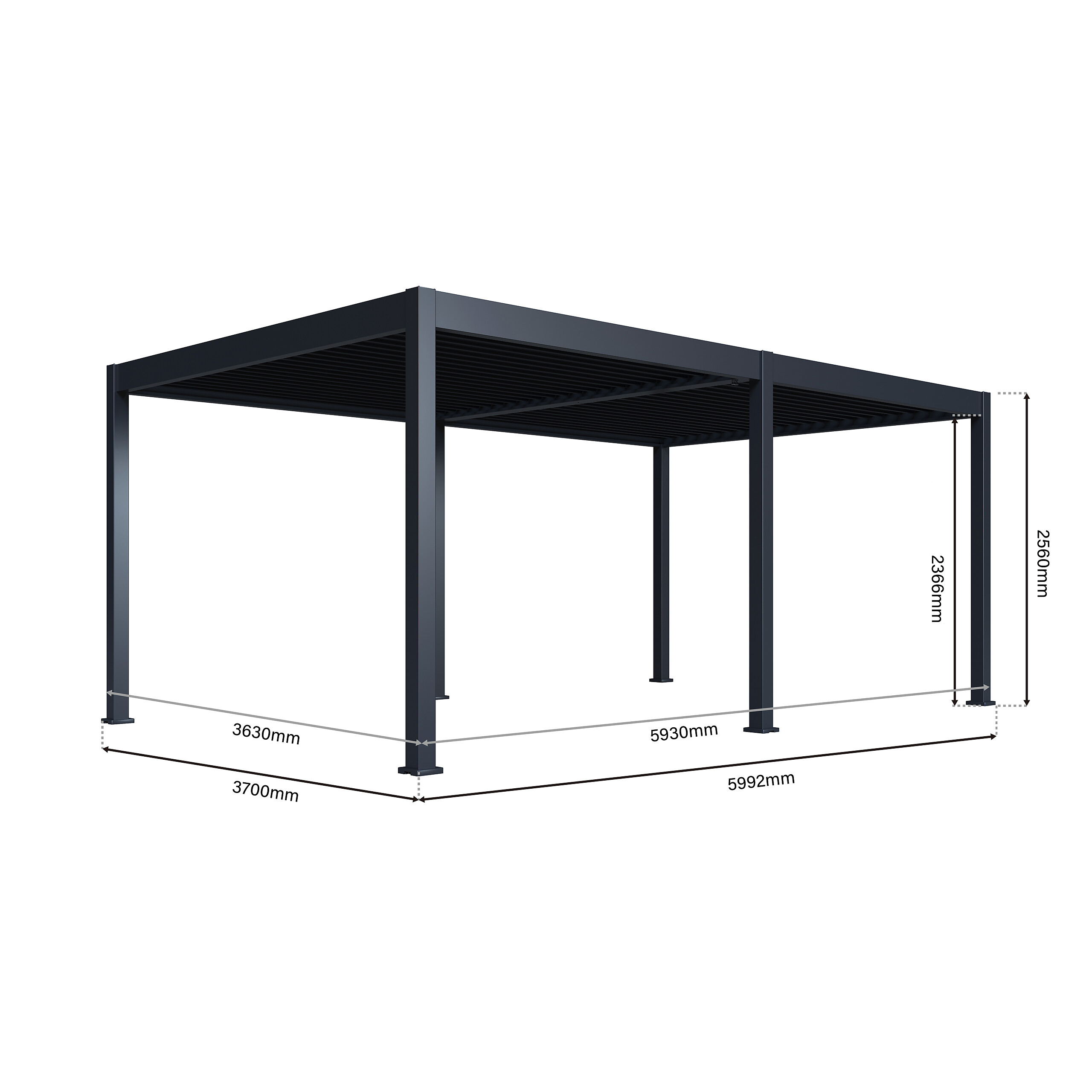 Paragon Outdoor Pergola Grand Tuscan anthrazit Aluminium B/H/L: ca. 599x256x370 cm