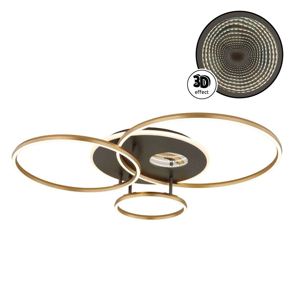 GLOBO Deckenleuchte Invertina anthrazit Opal gold Aluminium Acryl Kunststoff B/H/L: ca. 70x13x90 cm 1 Brennstellen