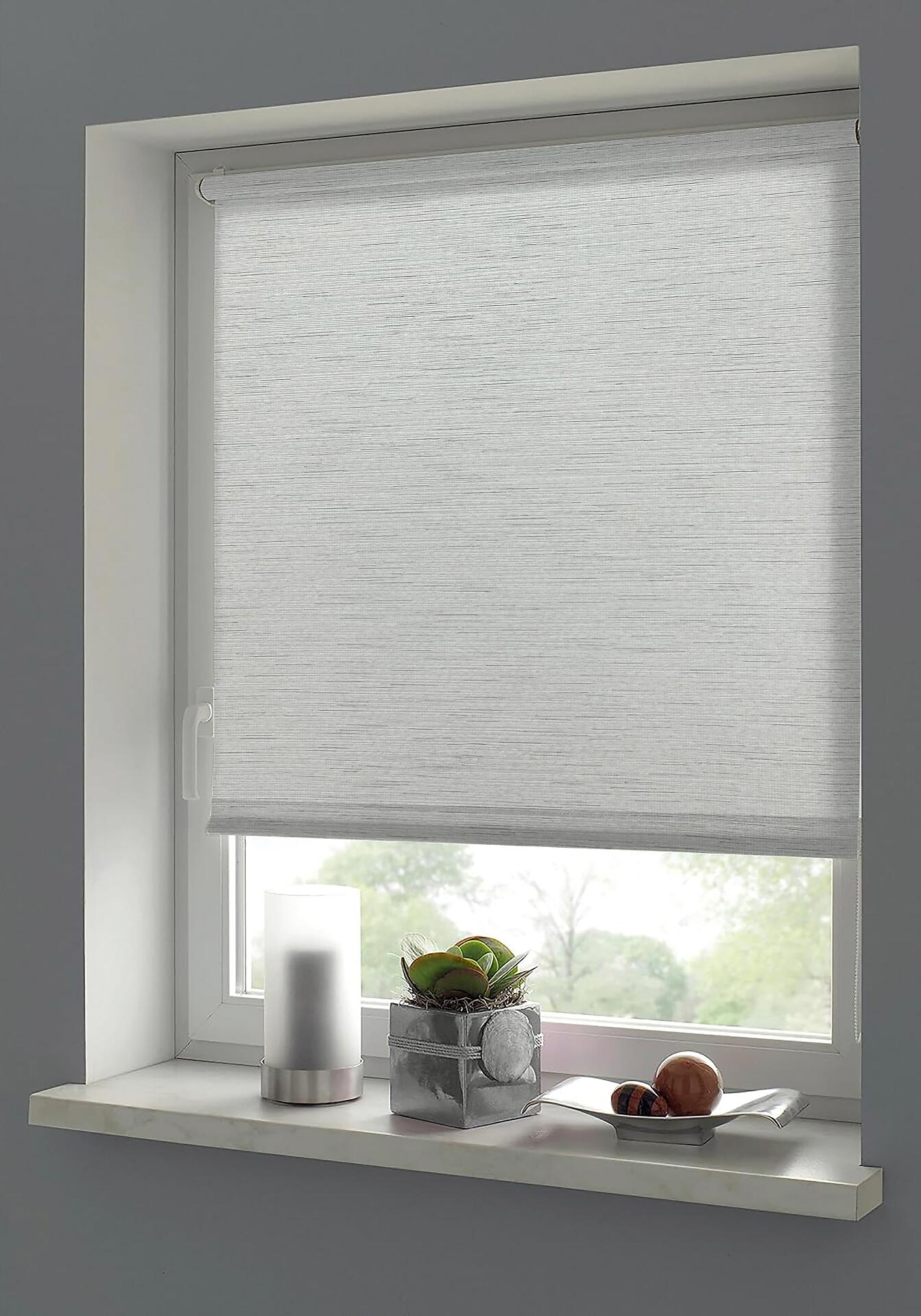 Boviva Klebe-/Klemmrollo Lino Silbergrau B/L: ca. 100x150 cm