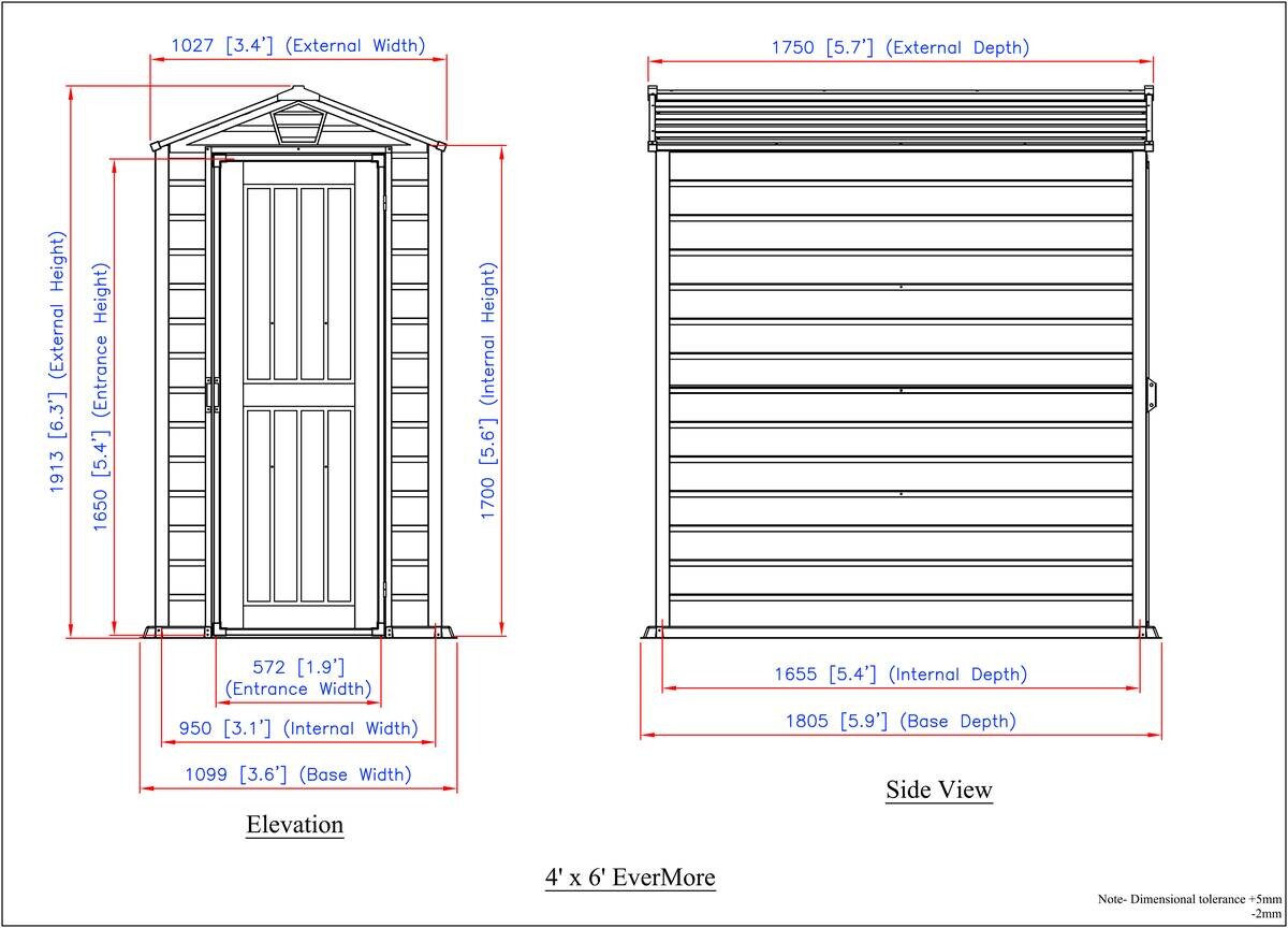 VCM Gerätehaus grau B/H/L: ca. 104x192x180 cm