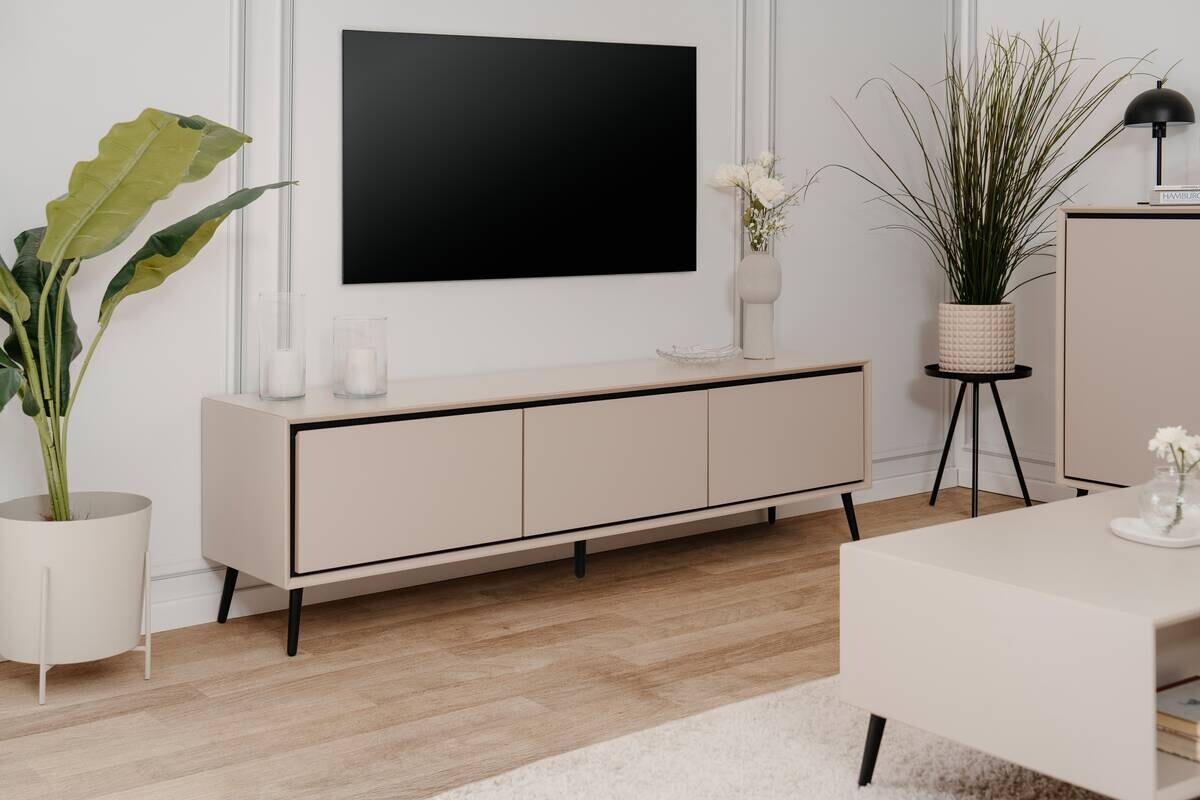 Lowboard Arona sand schwarz B/H/T: ca. 175x50x38 cm