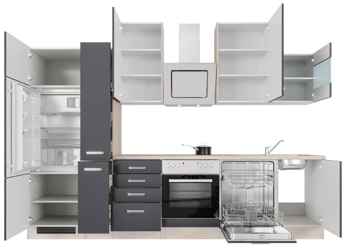 Küchenblock Elva anthrazit strukturiert B/H/T: ca. 310x234x60 cm