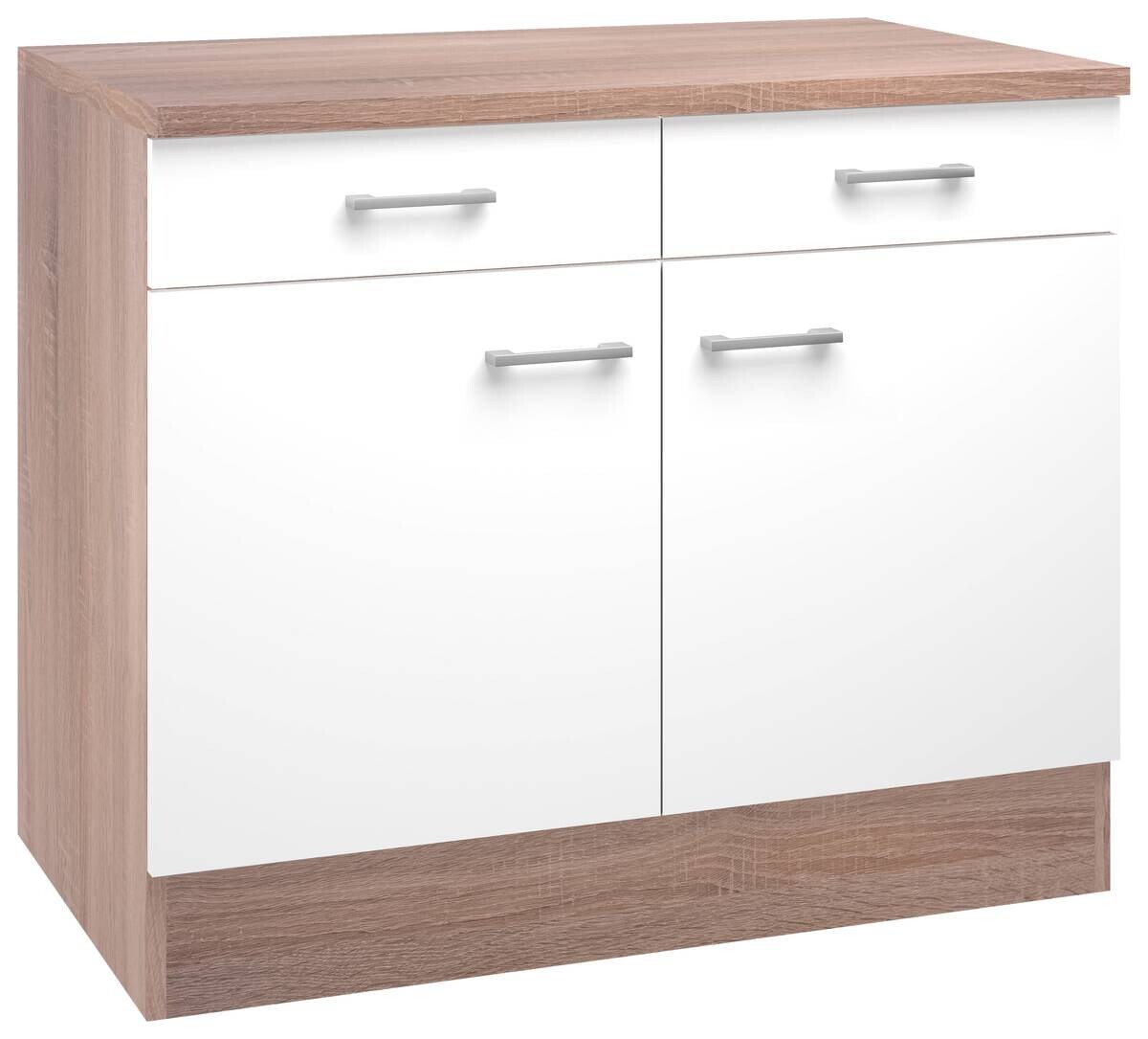 Unterschrank Samoa weiß Eiche Nachbildung B/H/T: ca. 100x85x60 cm