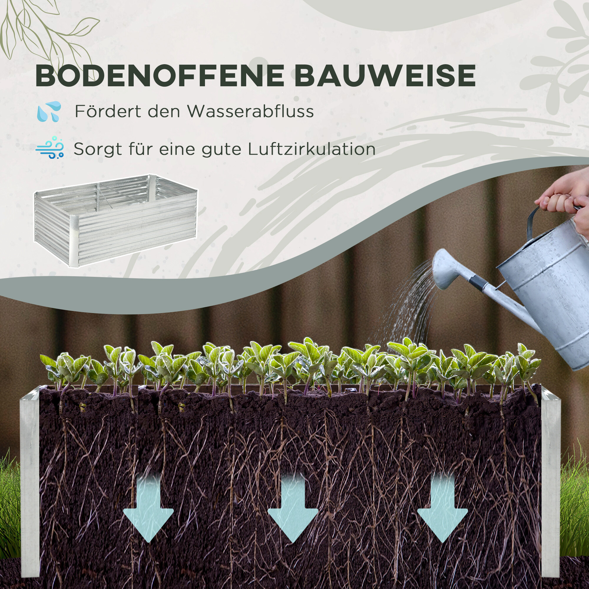 Outsunny Hochbeet silber Stahl B/H/L: ca. 90x59x180 cm