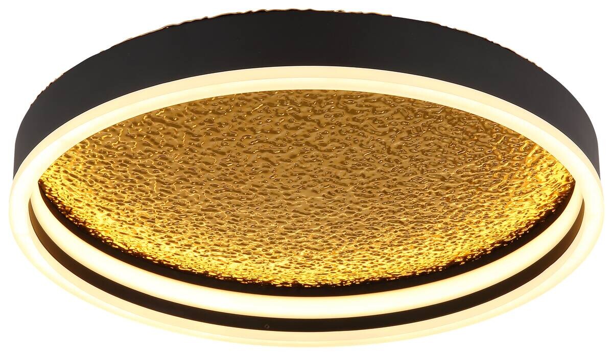 GLOBO Deckenleuchte Opal mattschwarz gold Metall Acryl H/D: ca. 8x40 cm 1 Brennstellen