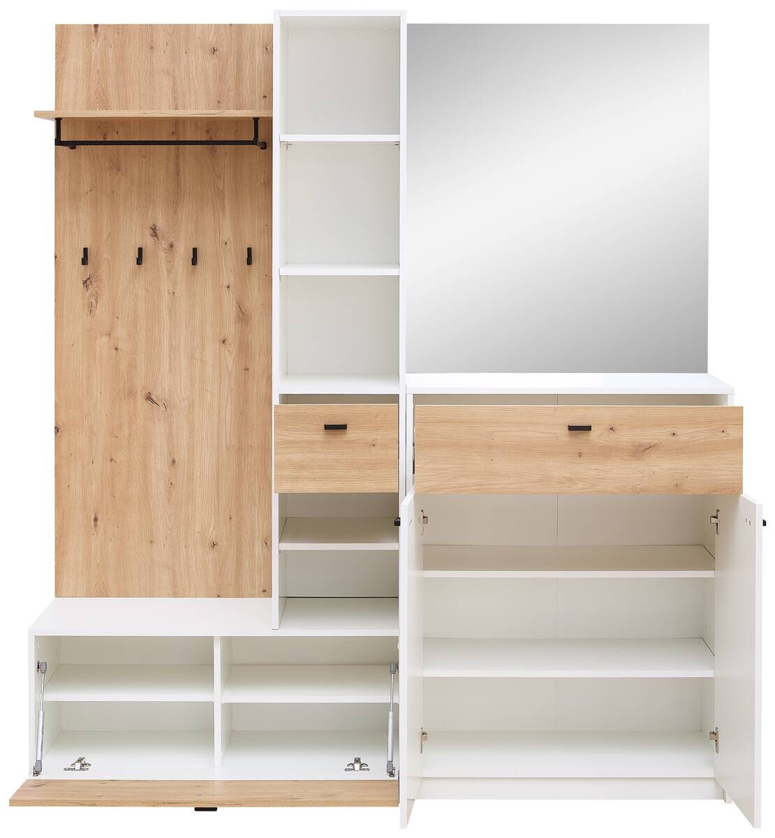 Garderobe Venlo weiß Eiche Artisan Nachbildung B/H/T: ca. 169x196x38 cm