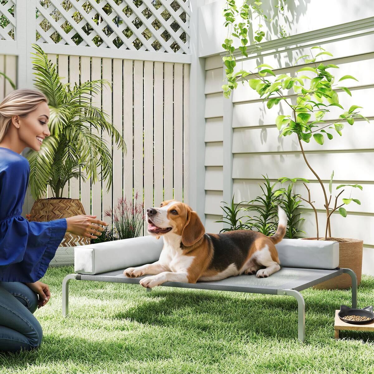 PawHut Hundebett hellgrau Netzstoff B/H/L: ca. 75x30x110 cm