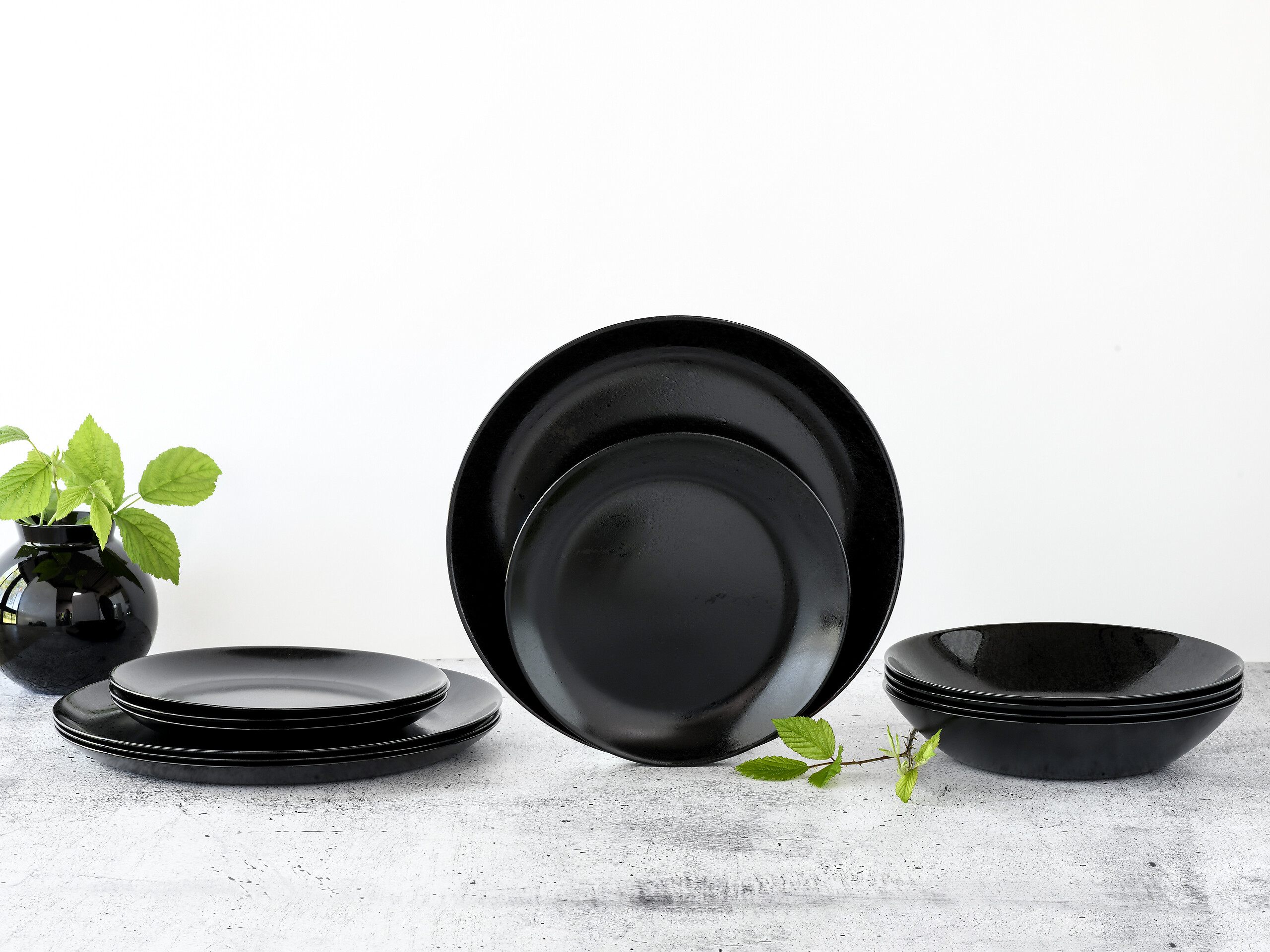 CreaTable Tafelservice Diana schwarz Glas 12 tlg.