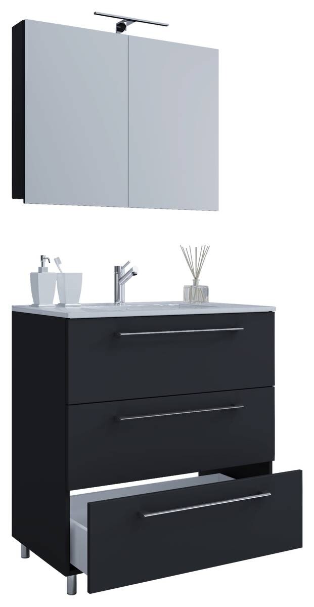 Waschplatz 3tlg-Schubo schwarz B/H/T: ca. 80x86x46 cm