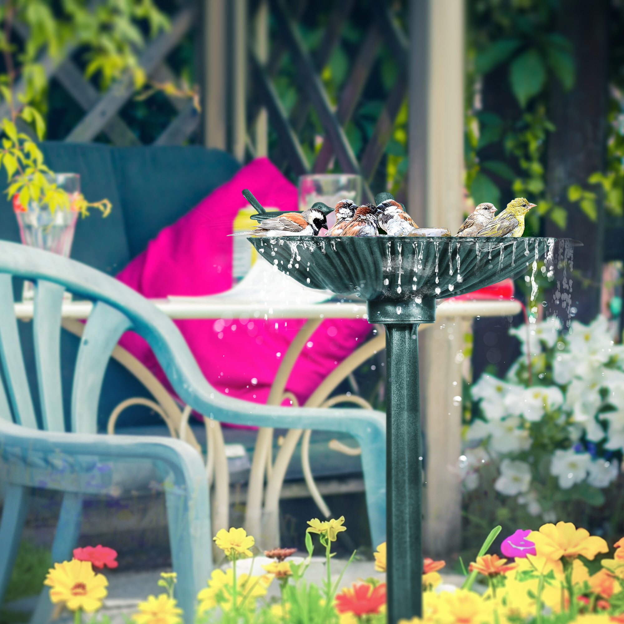 Outsunny Vogeltränke dunkelgrün Kunststoff B/H/L: ca. 38x81x49,5 cm