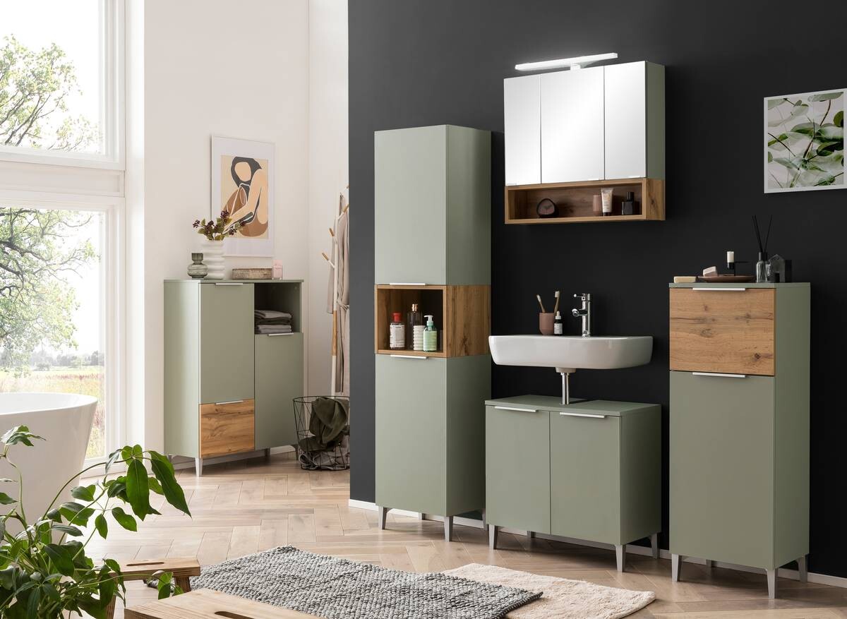 Spiegelschrank Smilla Eiche Landhaus Nachbildung Pistazie B/H/T: ca. 67x64,7x16 cm Spiegelschrank Smilla Eiche Landhaus Nachbildung Pistazie B/H/T: ca. 67x64,7x16 cm