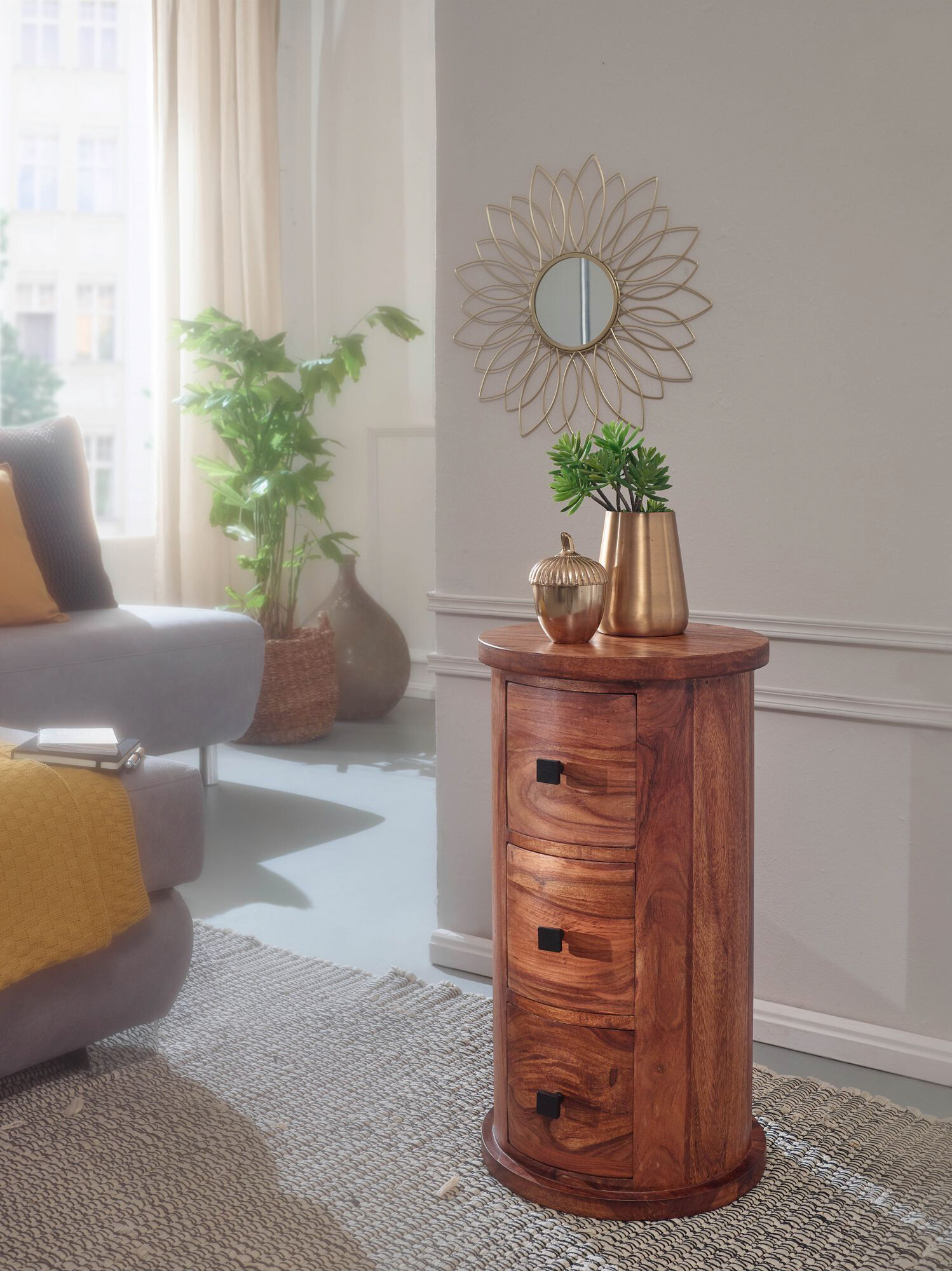 Sideboard natur schwarz lackiert B/H/T: ca. 35x65x35 cm