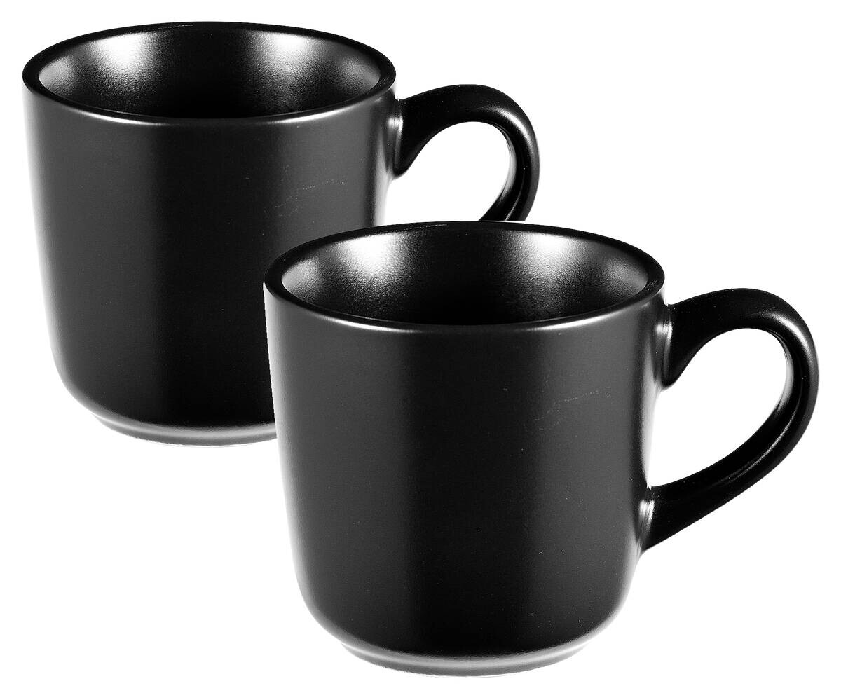 BERGNER Becherset CHARCOAL schwarz Steingut 2 tlg.