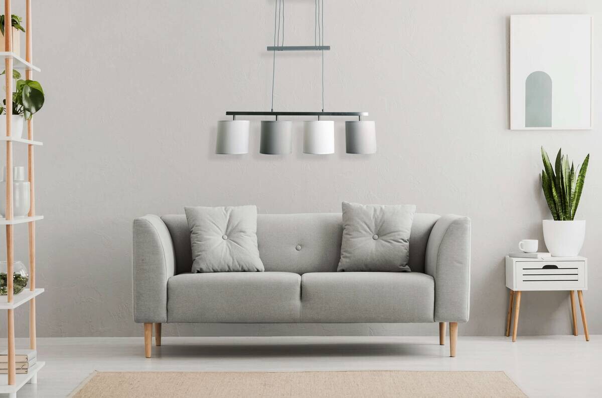 Näve Leuchten Pendelleuchte 7090516 grau Metall Kunststoff Textil B/H/T: ca. 15x116x86 cm E27 4 Brennstellen