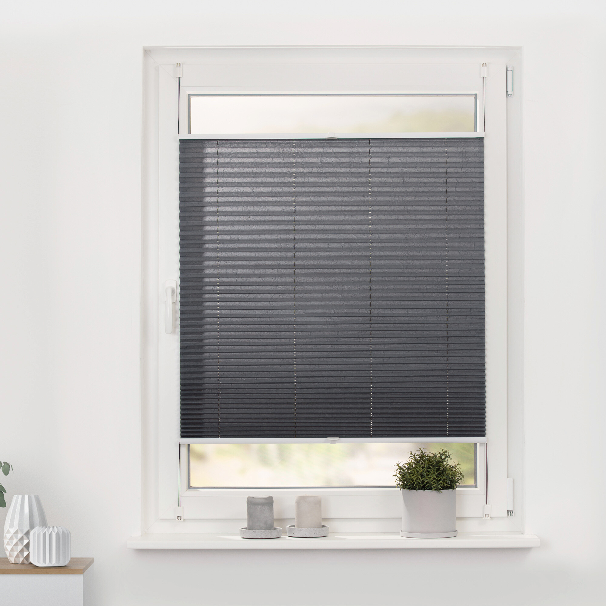 LICHTBLICK Spannplissee grau B/L: ca. 95x130 cm