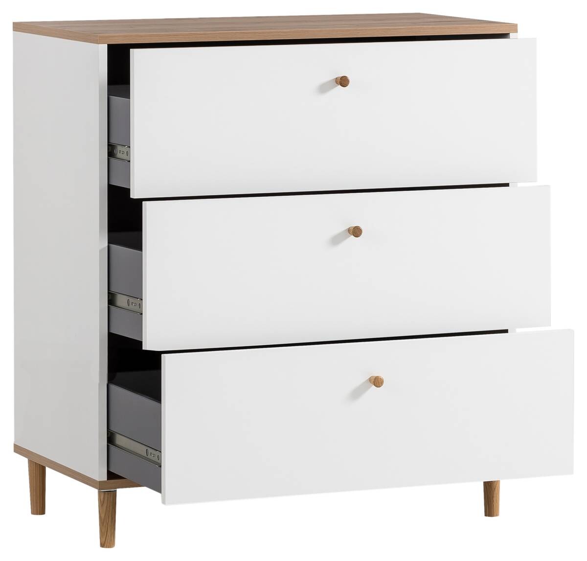 Kommode Hilda weiß matt Eiche Artisan Nachbildung B/H/T: ca. 80,1x91,4x40 cm