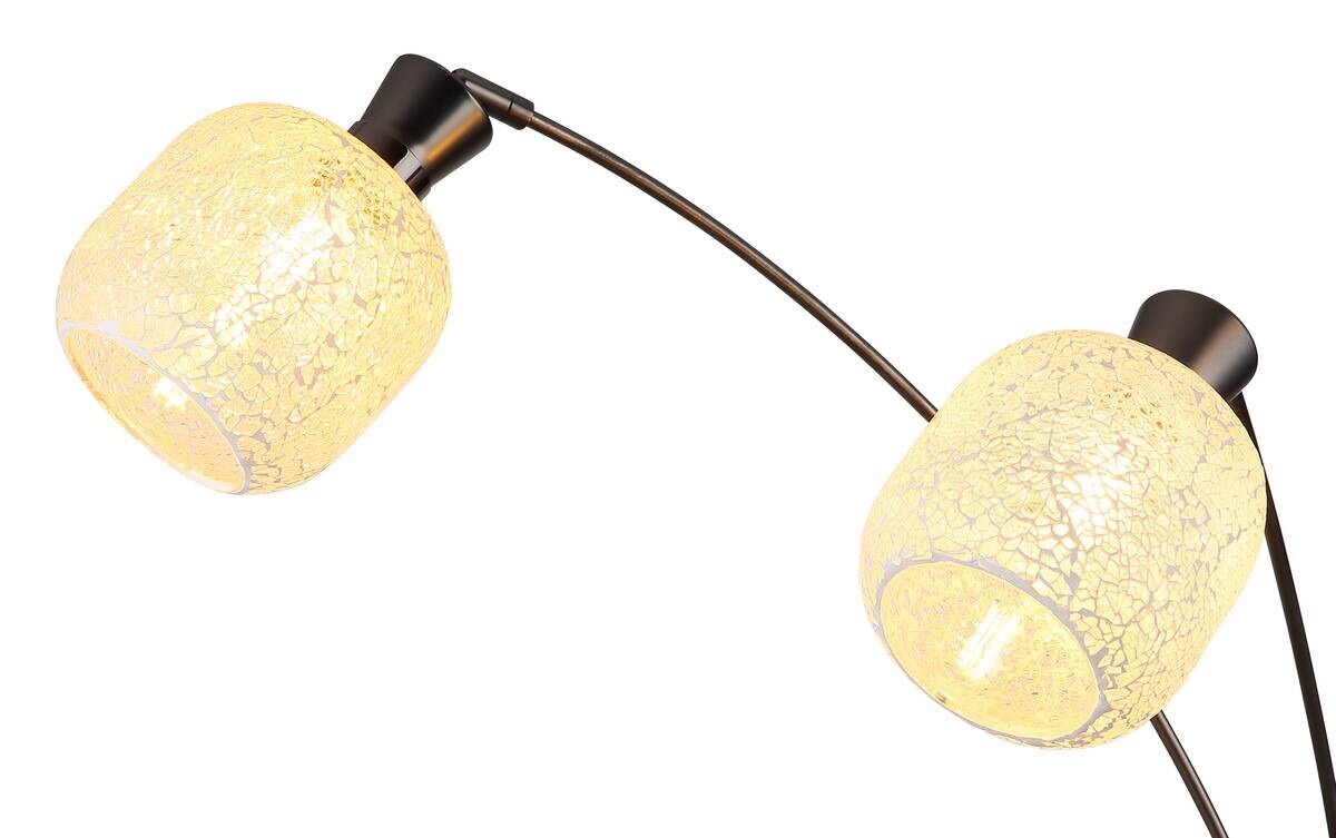 GLOBO Stehleuchte Chrom schwarz Metall Glas B/H/L: ca. 14x133x35 cm 3 Brennstellen