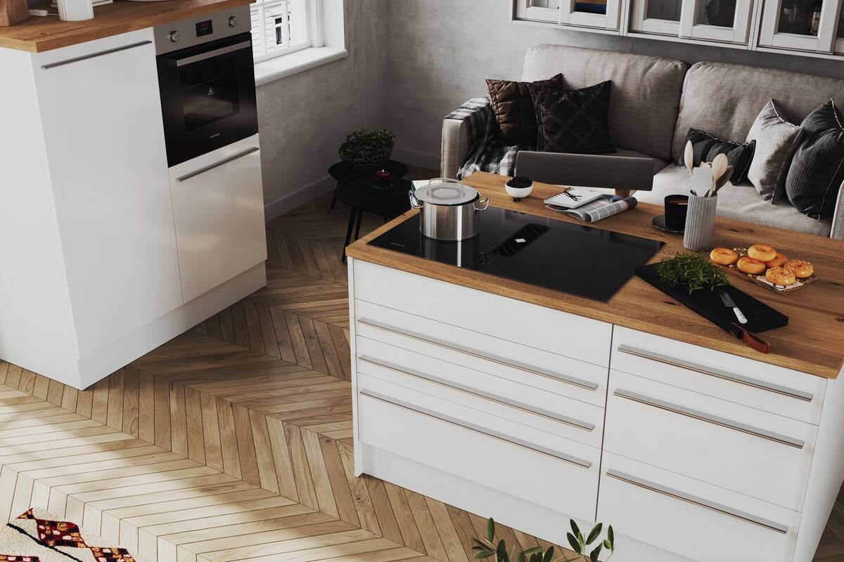 Respekta Inselküche Gabriel weiß Hochglanz B/H/T: ca. 320x200x60 cm