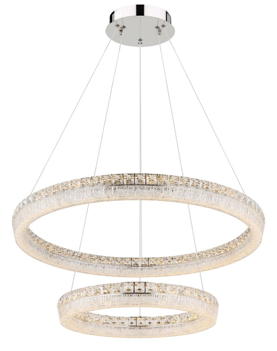 GLOBO Hängeleuchte klar Chrom Acryl Metall Glas H/D: ca. 120x80 cm 1.0 Brennstellen