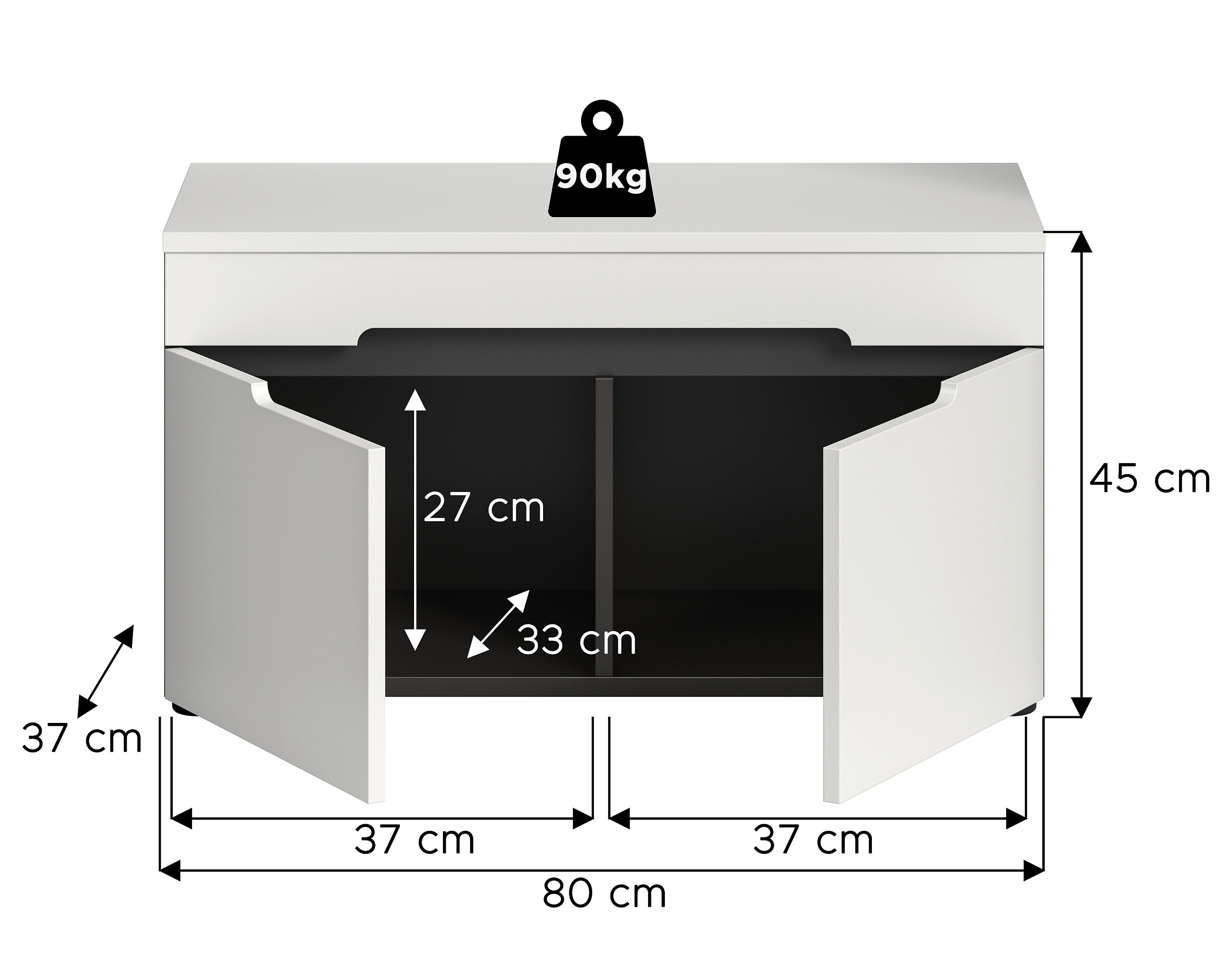 Sitzbank Canu basaltgrau Nachbildung weiß B/H/T: ca. 80x45x37 cm