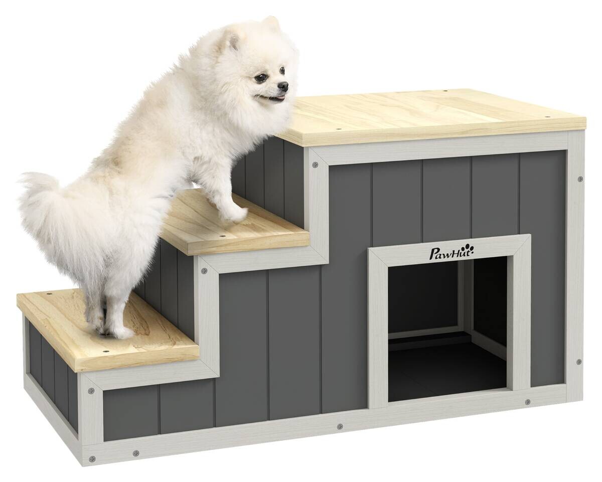 PawHut Hundetreppe, Katzentreppe natur Polypropylen B/H/L: ca. 38,5x79x45 cm