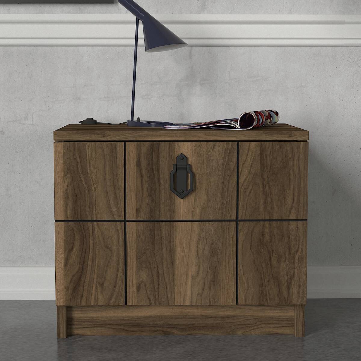 Nachtkonsole Lost walnuss Nachbildung B/H/T: ca. 49x41x35 cm