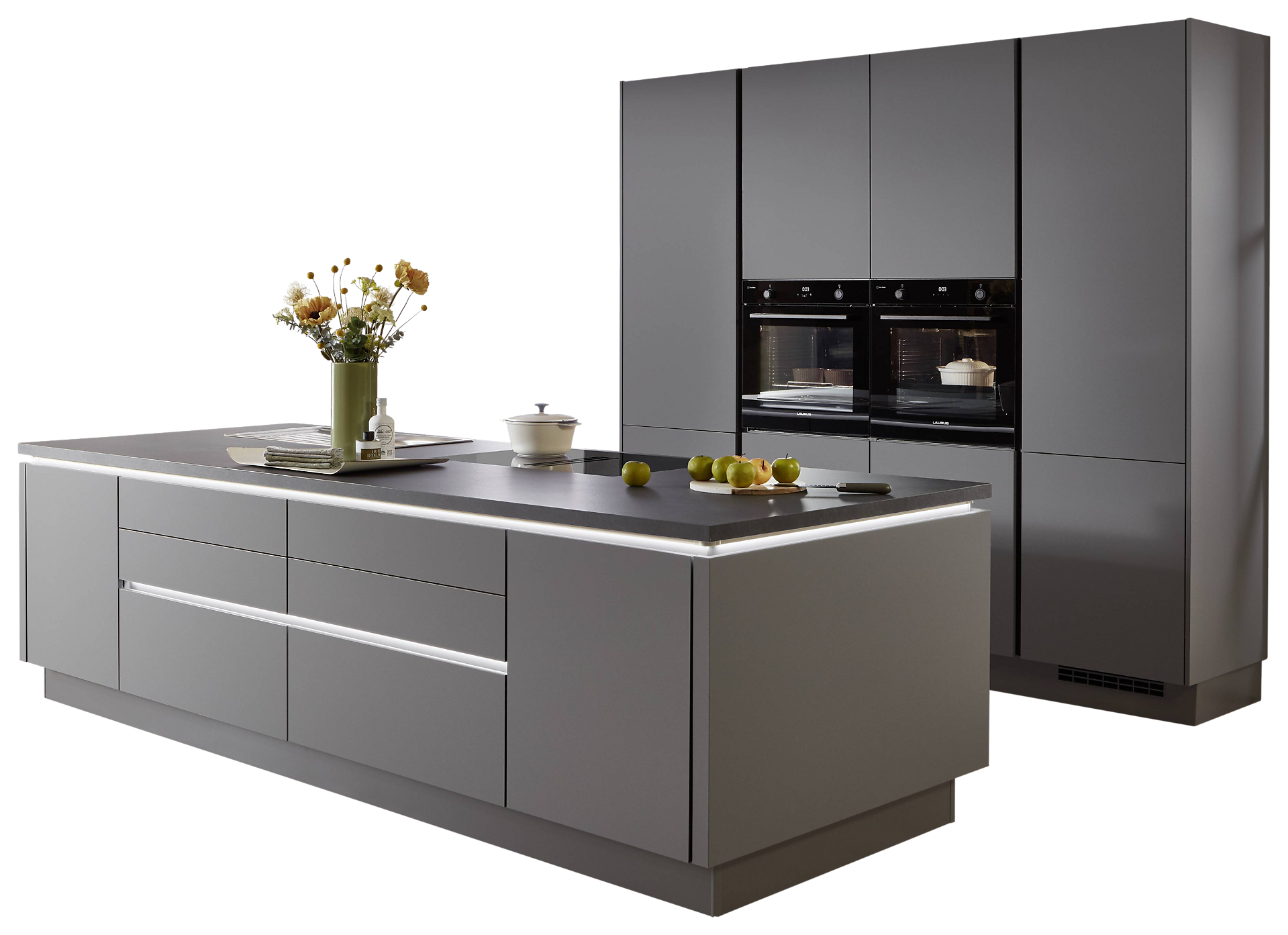 nobilia Doppelblock Senso Schiefergrau Lack Premium Matt B/H/T/L: ca. 310x216x60x248,2 cm