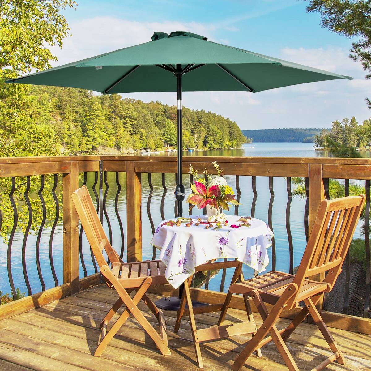 Outsunny Sonnenschirm grün Stahl B/H/L: ca. 270x235x270 cm