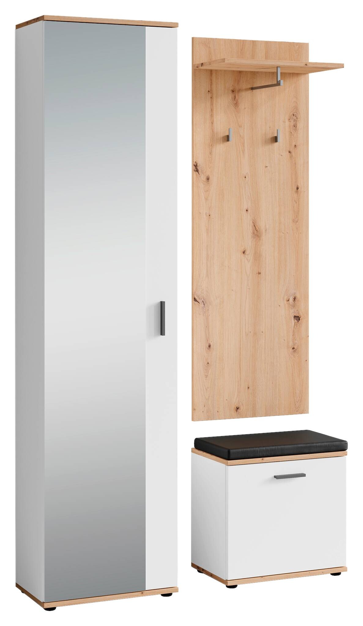Garderobenset JAKOB Set 3-tlg. weiß Eiche