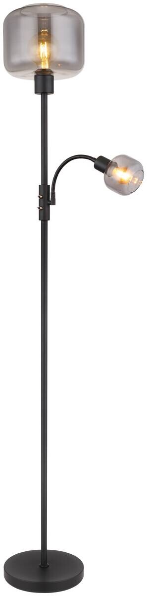 GLOBO Stehleuchte grau mattschwarz Metall Glas H/D: ca. 165x25 cm E27 1 Brennstellen