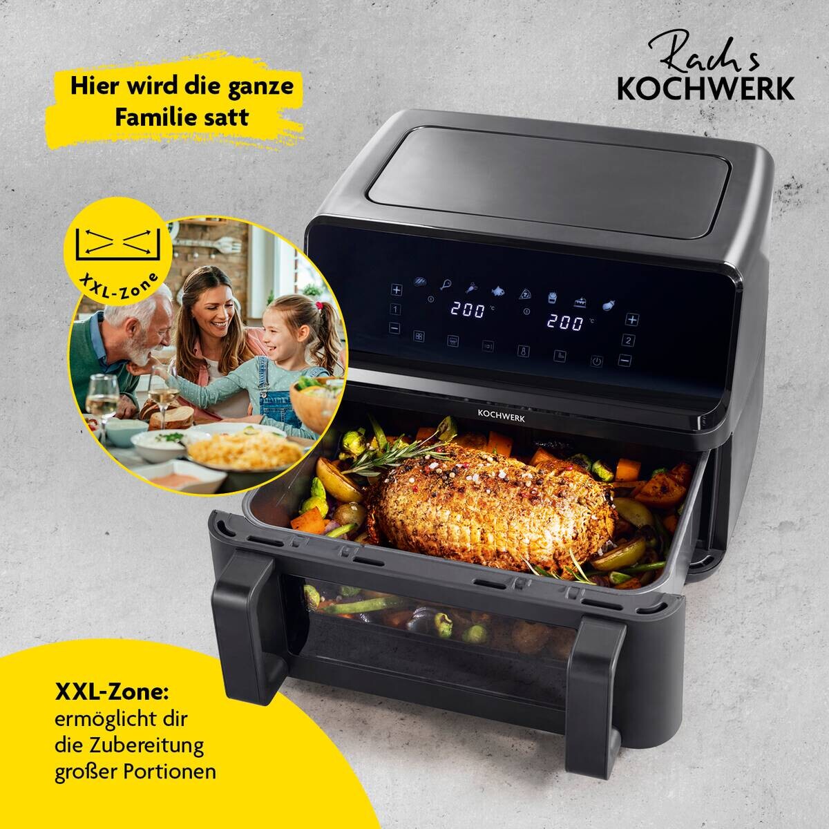 Rachs KOCHWERK Heißluftfritteuse 14349 schwarz Kunststoff B/H/L: ca. 37,5x38x30 cm ca. 9 l