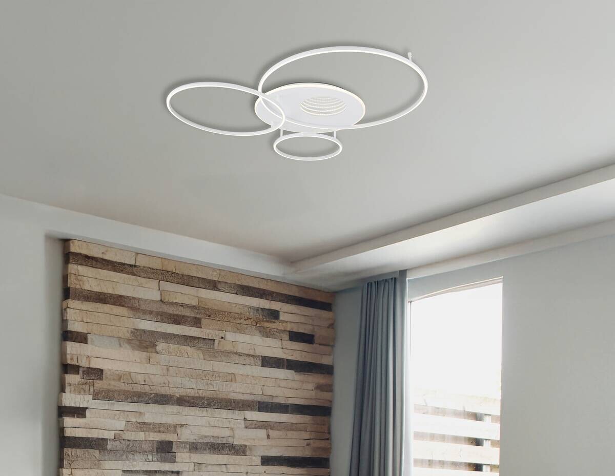 GLOBO Deckenleuchte Invertina Opal weiß Kunststoff Aluminium Metall B/H/L: ca. 105,3x13x126,4 cm 1 Brennstellen