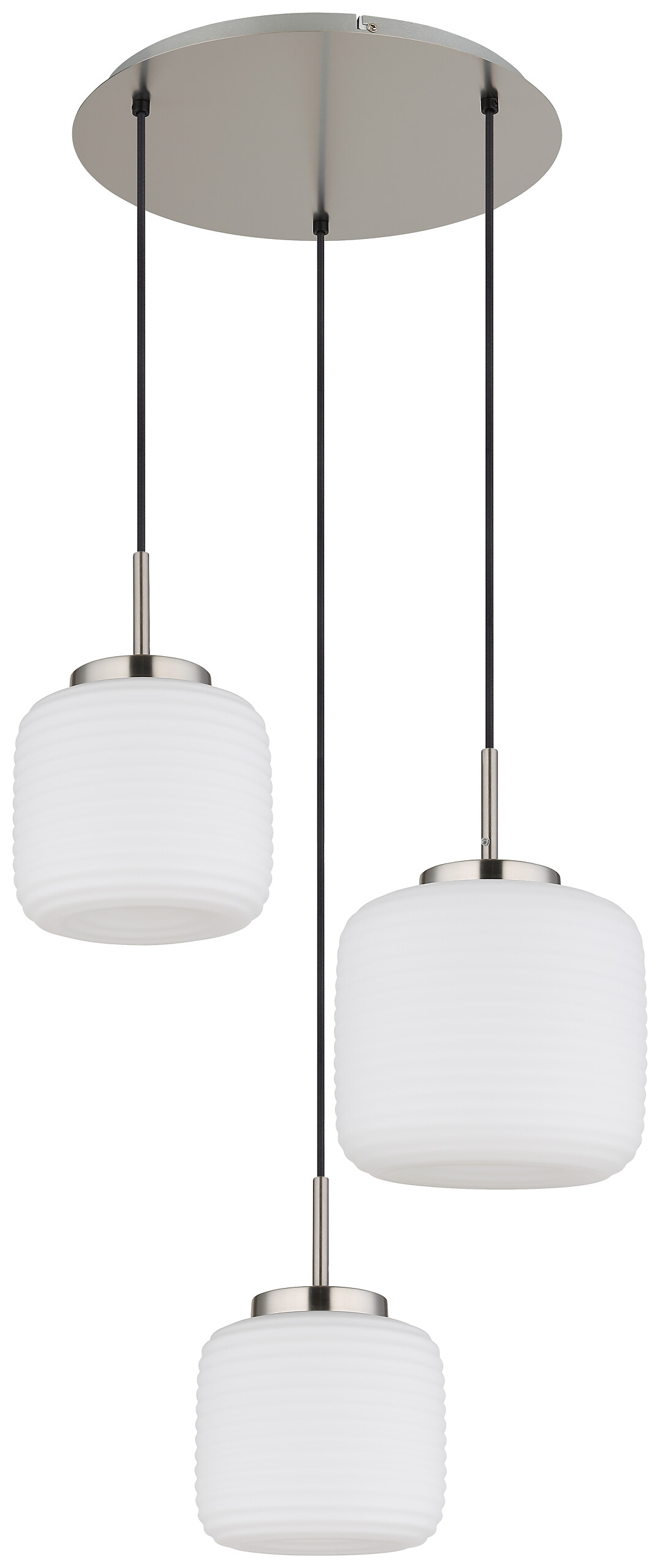 GLOBO Pendelleuchte Opal schwarz nickel matt Glas Metall H/D: ca. 130x52,5 cm 3.0 Brennstellen