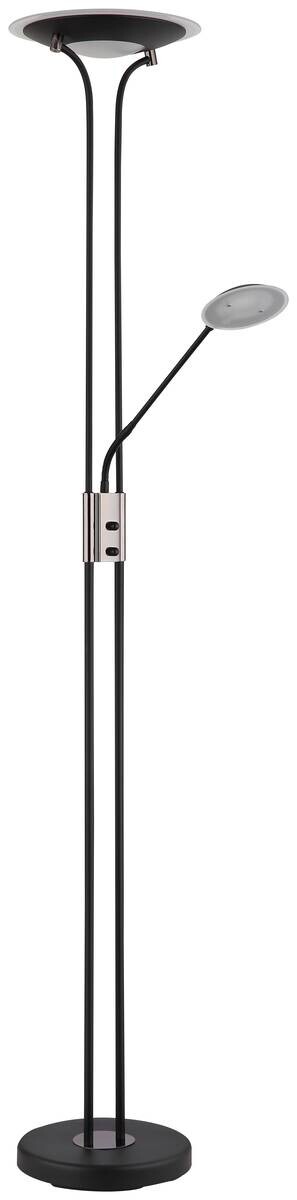 GLOBO Deckenfluter mattschwarz Chrom Satiniert Glas Metall H/D: ca. 180x30 cm 2 Brennstellen