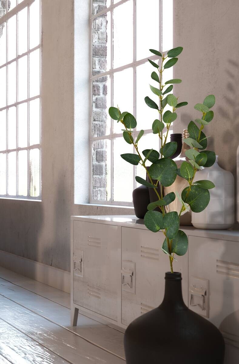 Deko-Zweig grau Kunststoff B/H/L: ca. 13x69x13 cm