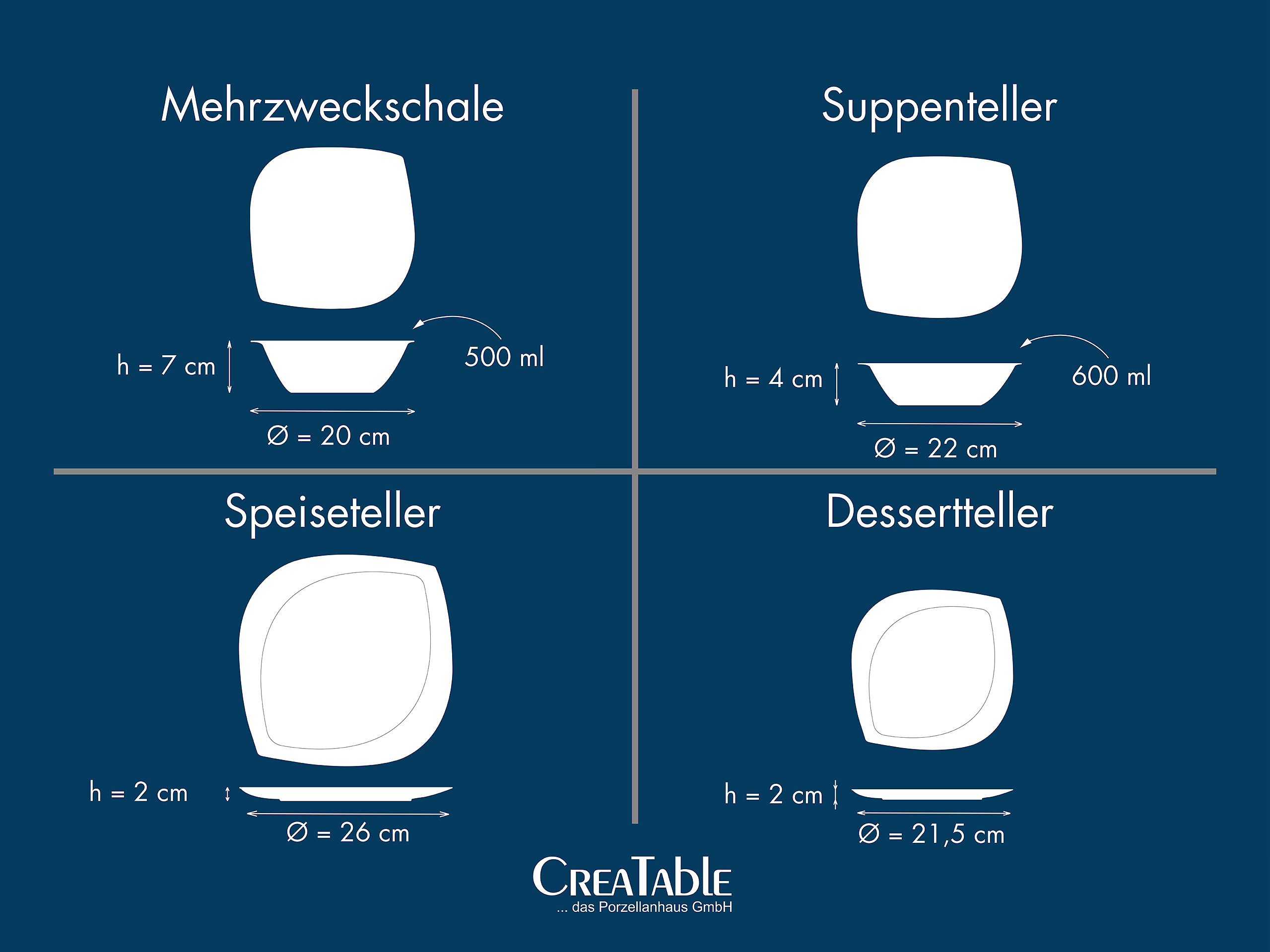 CreaTable Kombiservice Melbourne weiß Porzellan 16 tlg.