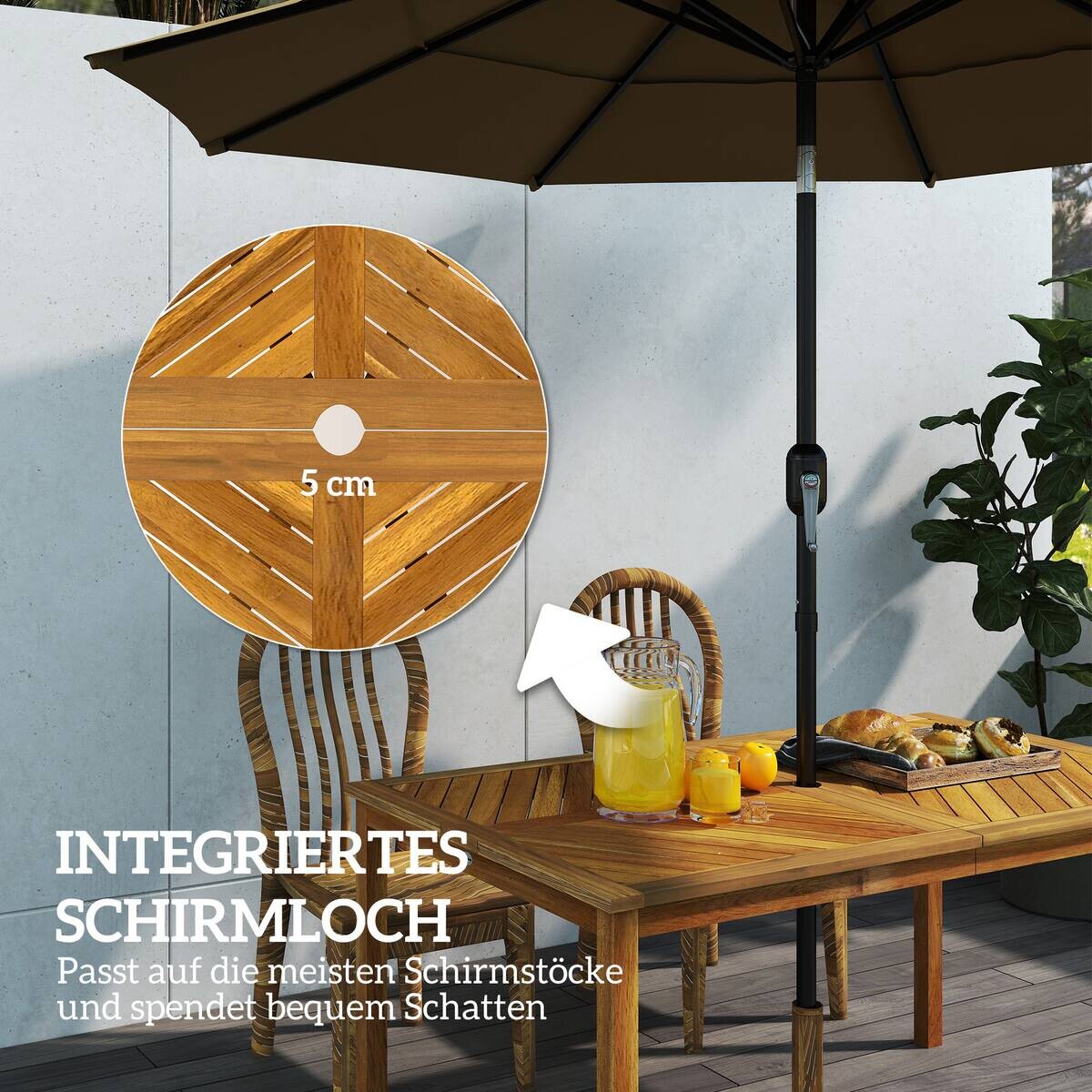 Outsunny Gartentisch Holzoptik Alteiche B/H/L: ca. 85x75x150 cm