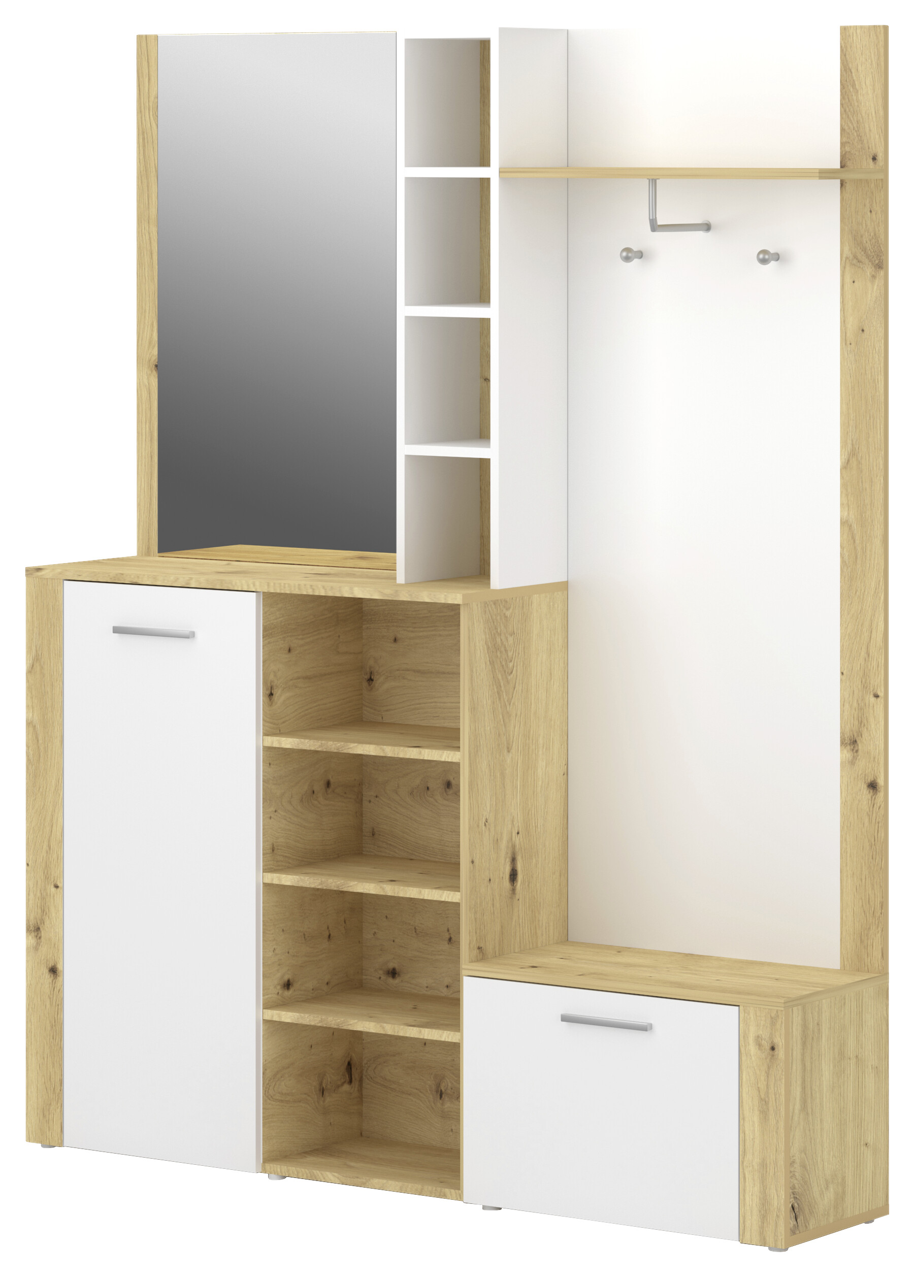 Garderobe BARRY Eiche Artisan Nachbildung weiß matt B/H/T: ca. 150x190x32 cm