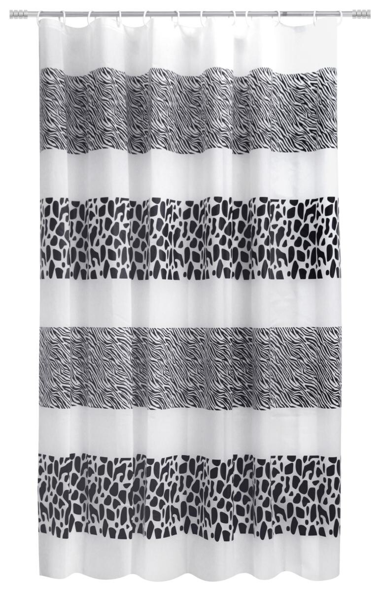 Acus Duschvorhang weiß schwarz Kunststoff B/L: ca. 180x200 cm